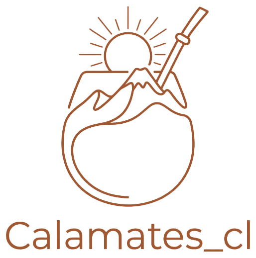 Logo Calamates_cl: mate con volcán y sol